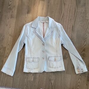 Chico's Blue Tailored Blazer with Subtle Texture
